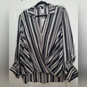 NWT Dressbarn black and white striped blouse.